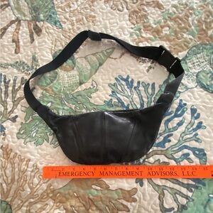 Black Leather Waist Bag